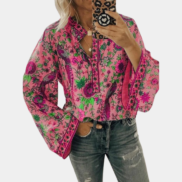 Cynthia - Blouse élégante pour femme avec motif floral enchanteur