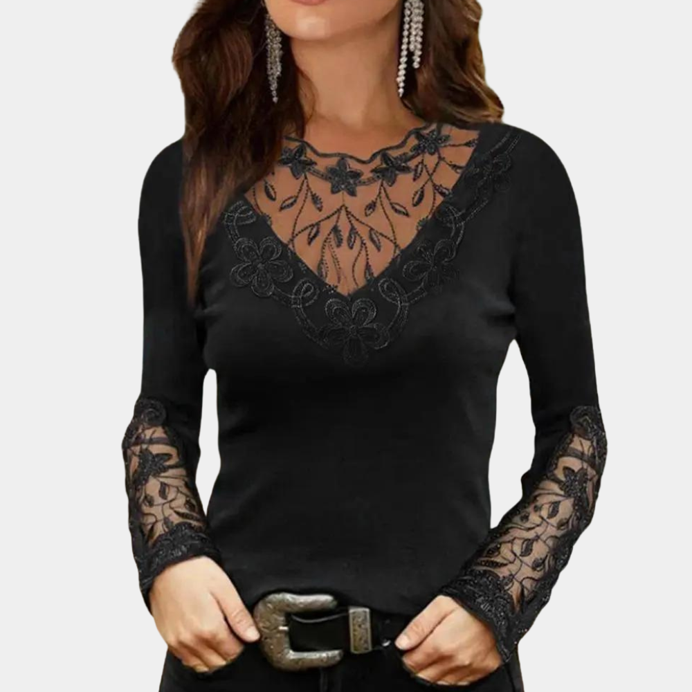 Blouse élégante pour femme avec beaux détails en dentelle