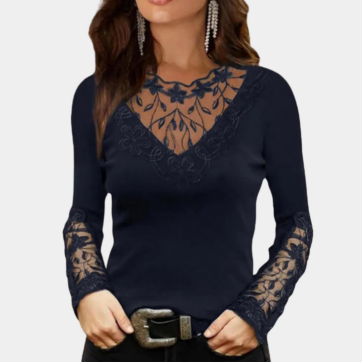 Blouse élégante pour femme avec beaux détails en dentelle