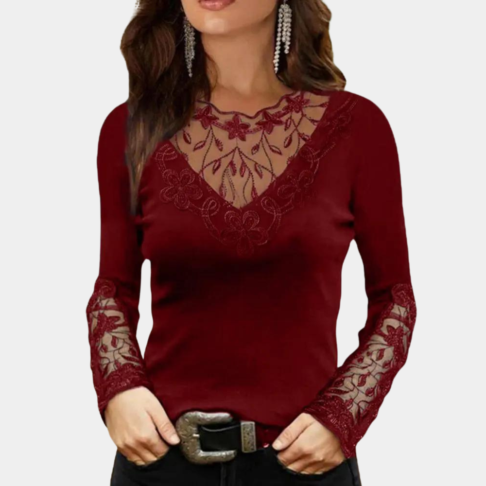 Blouse élégante pour femme avec beaux détails en dentelle