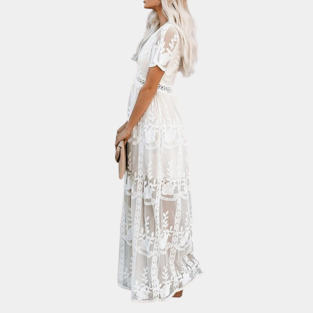 Robe longue à la mode avec détails en dentelle pour femmes
