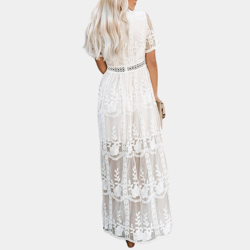 Robe longue à la mode avec détails en dentelle pour femmes