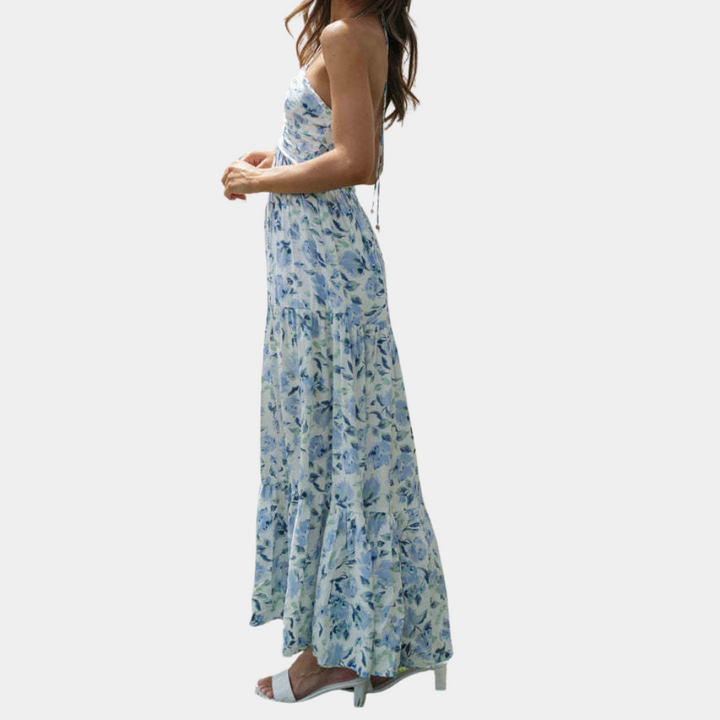 Elegant long halter dress by Dagmar