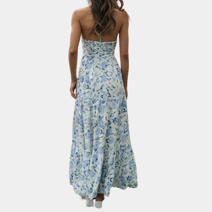 Elegant long halter dress by Dagmar