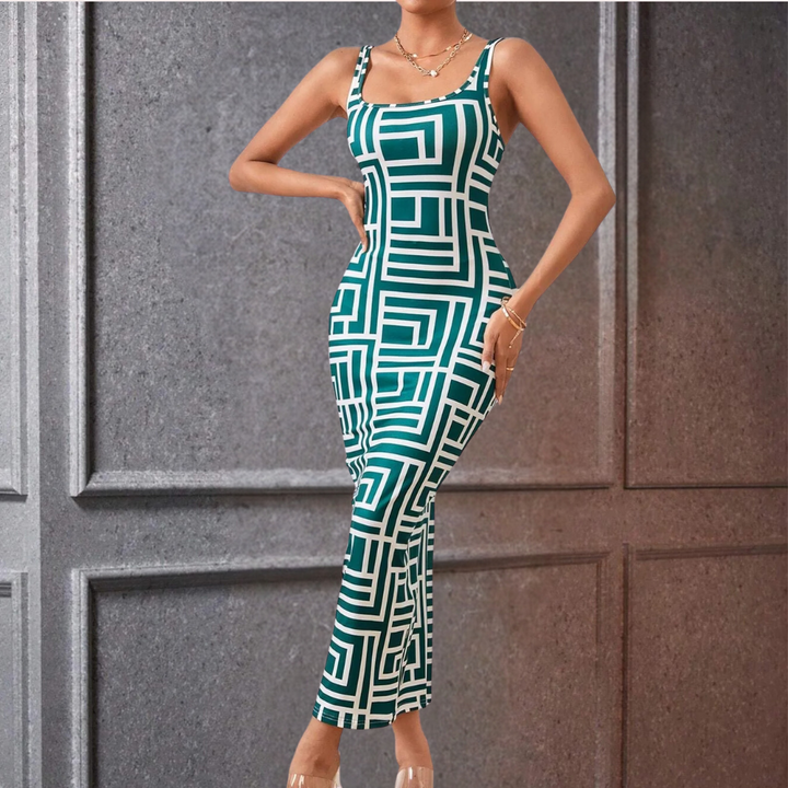 Elsa - Robe moulante géométrique tendance pour un look remarquable