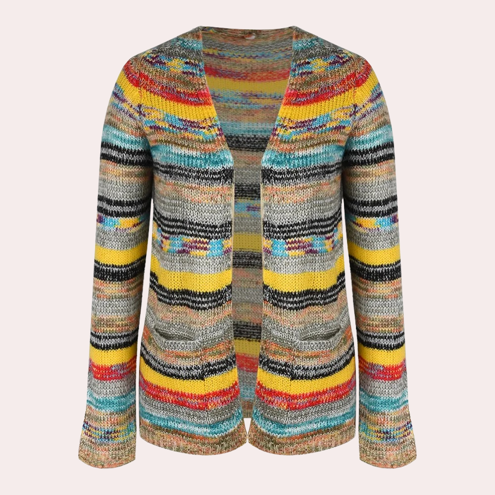 Lina - Lebendige Strickjacke für Damen mit modischem V-Ausschnitt