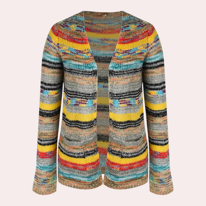 Lina - Lebendige Strickjacke für Damen mit modischem V-Ausschnitt
