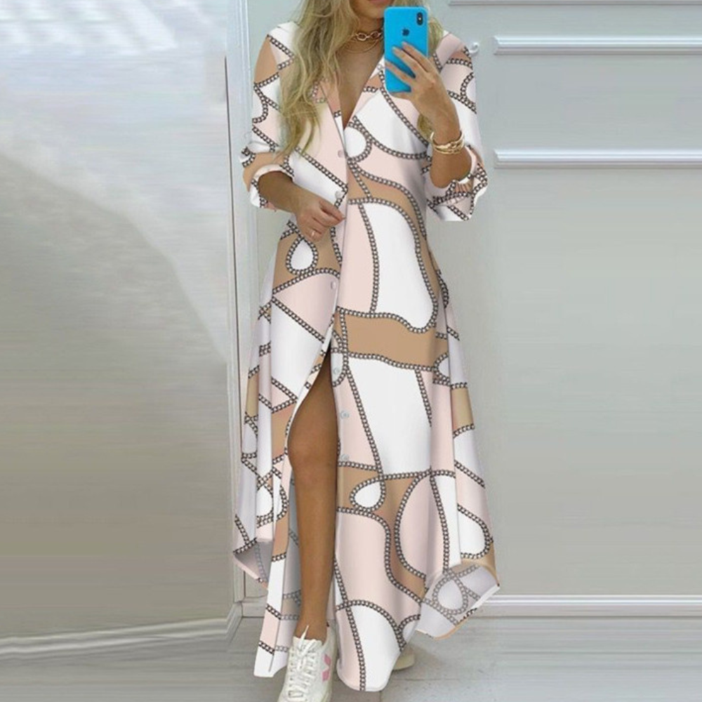 Antonia - Robe de luxe avec imprimé artistique unique de journaux