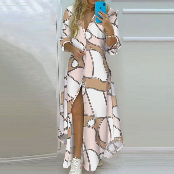 Antonia - Robe de luxe avec imprimé artistique unique de journaux