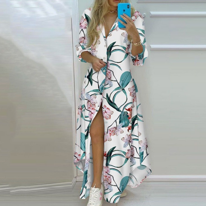 Antonia - Robe de luxe avec imprimé artistique unique de journaux