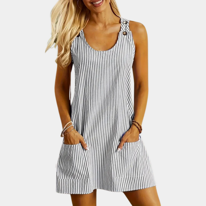Eleonore - Mini-robe rayée sans manches à la mode pour femmes