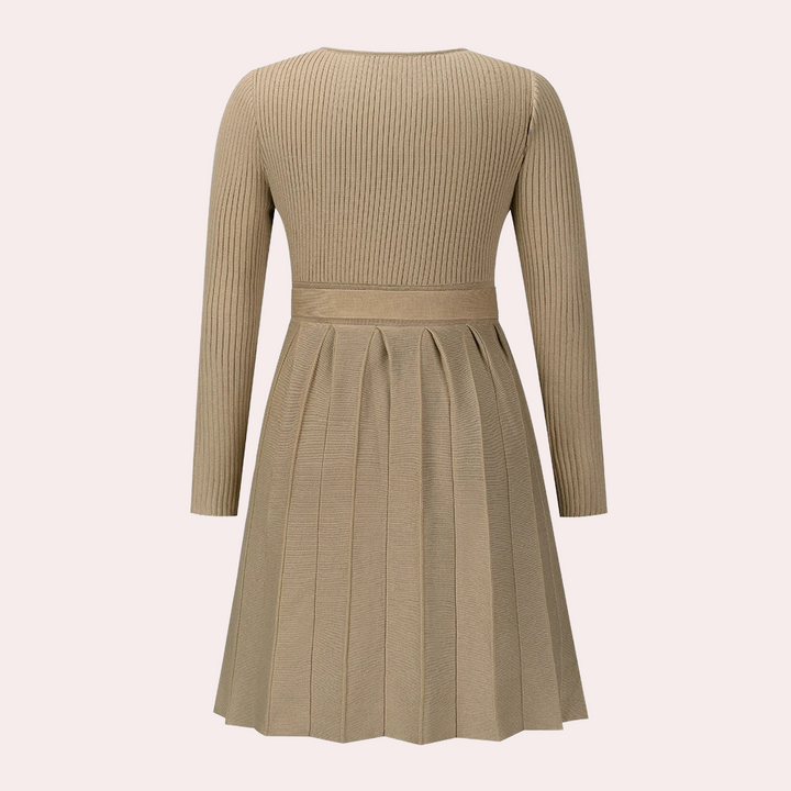 Dahlia - Robe midi stylée avec plissé moderne pour femmes