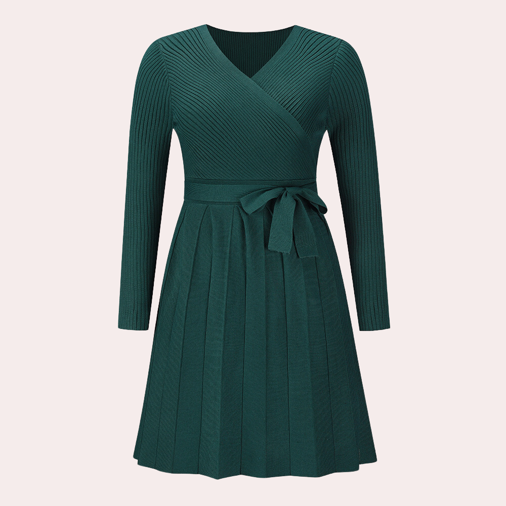 Dahlia - Robe midi stylée avec plissé moderne pour femmes