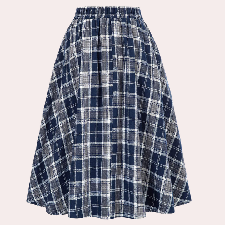 Luminita - Jupe trapèze élégante avec motif à carreaux à la mode