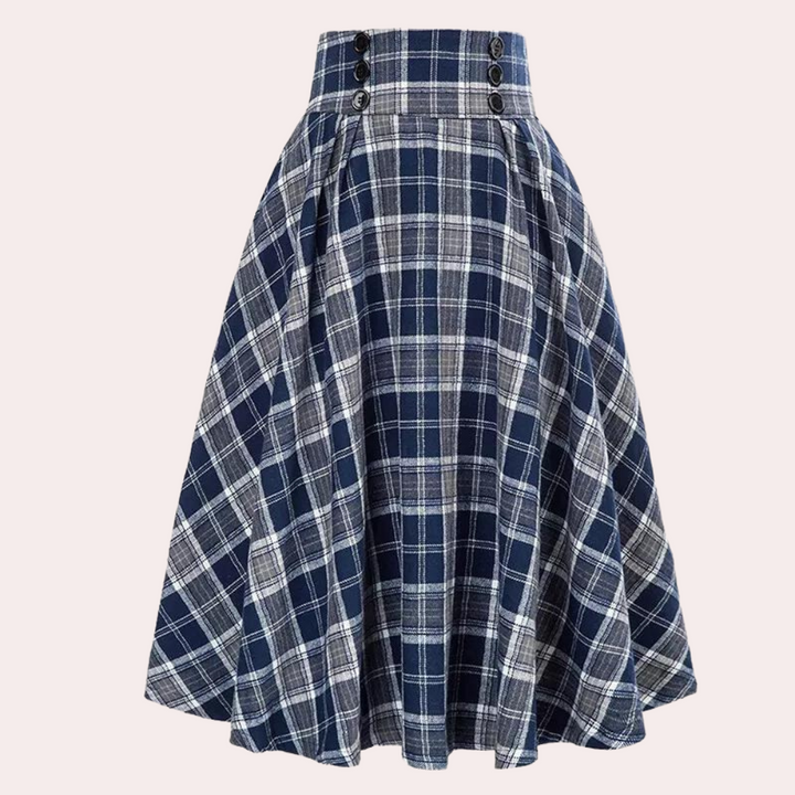 Luminita - Jupe trapèze élégante avec motif à carreaux à la mode