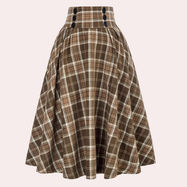 Luminita - Jupe trapèze élégante avec motif à carreaux à la mode