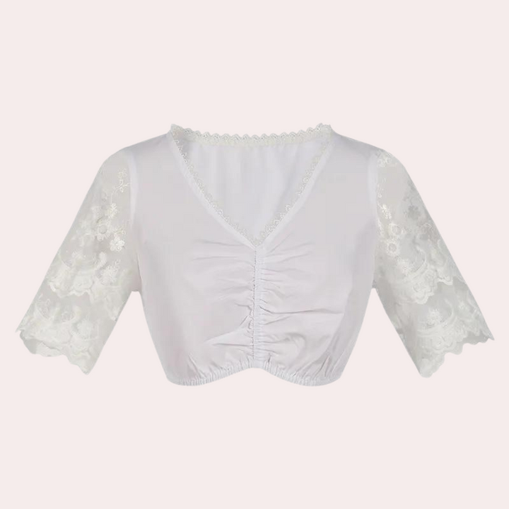 Andrina - Dirndl élégant pour femmes avec manches en dentelle d'ambiance pour l'Oktoberfest