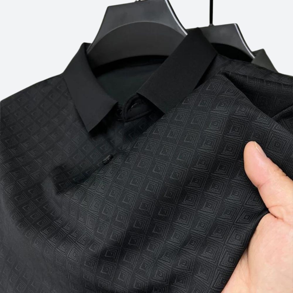 Stylish patterned silk polo for men - Darlan