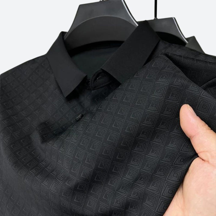 Stylish patterned silk polo for men - Darlan