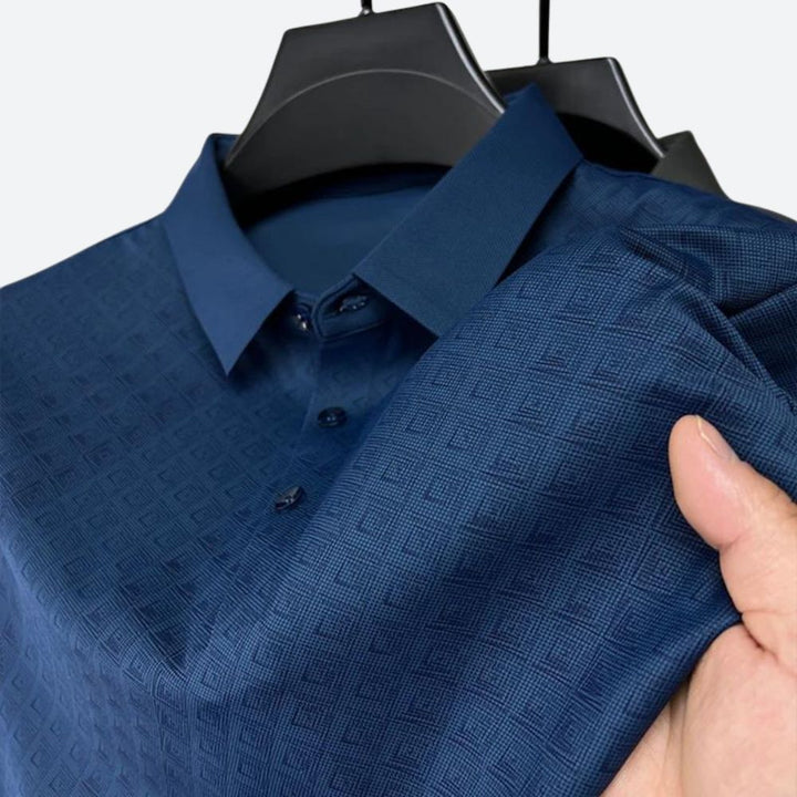 Stylish patterned silk polo for men - Darlan