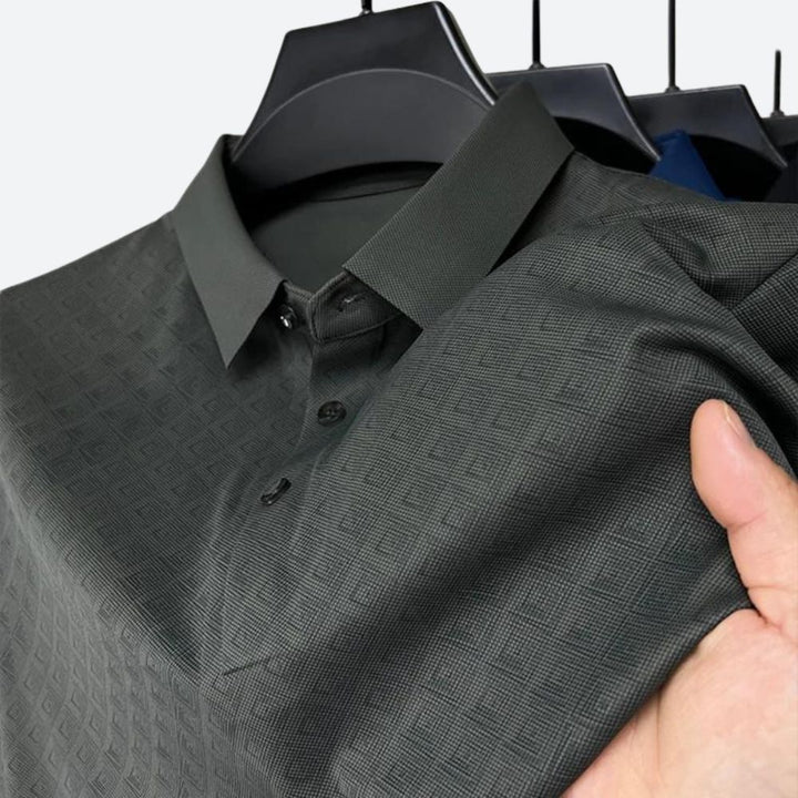 Stylish patterned silk polo for men - Darlan