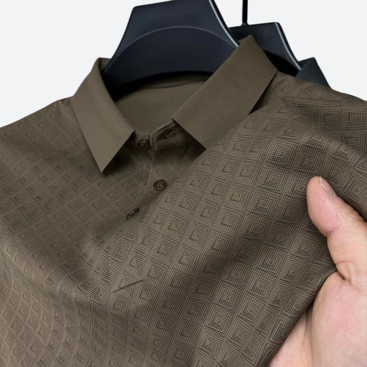 Stylish patterned silk polo for men - Darlan