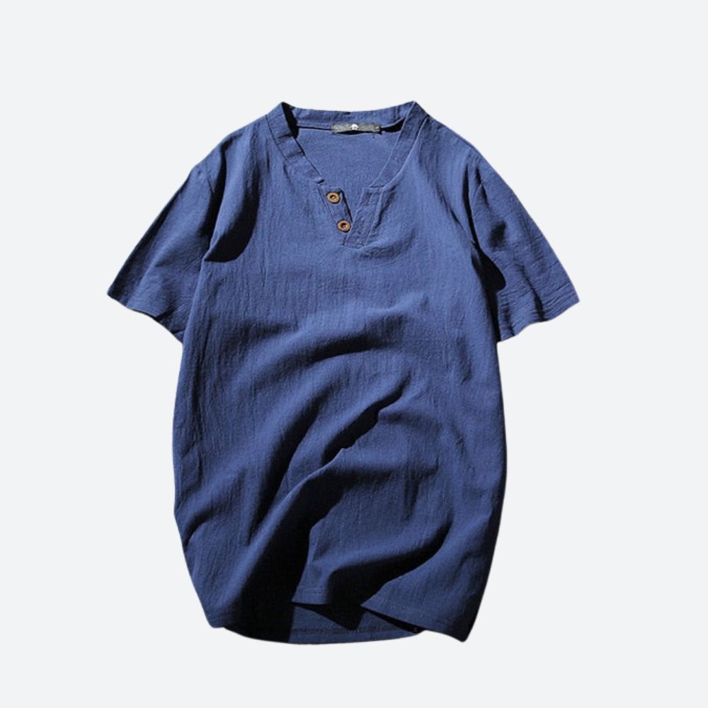 T-shirt en lin stylé pour hommes en vert fenouil rafraîchissant