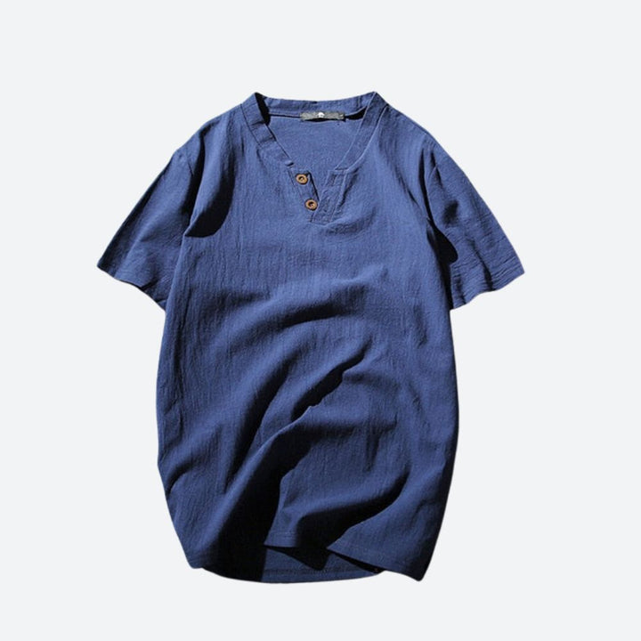 T-shirt en lin stylé pour hommes en vert fenouil rafraîchissant
