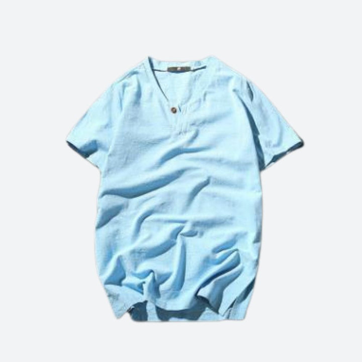 T-shirt en lin stylé pour hommes en vert fenouil rafraîchissant
