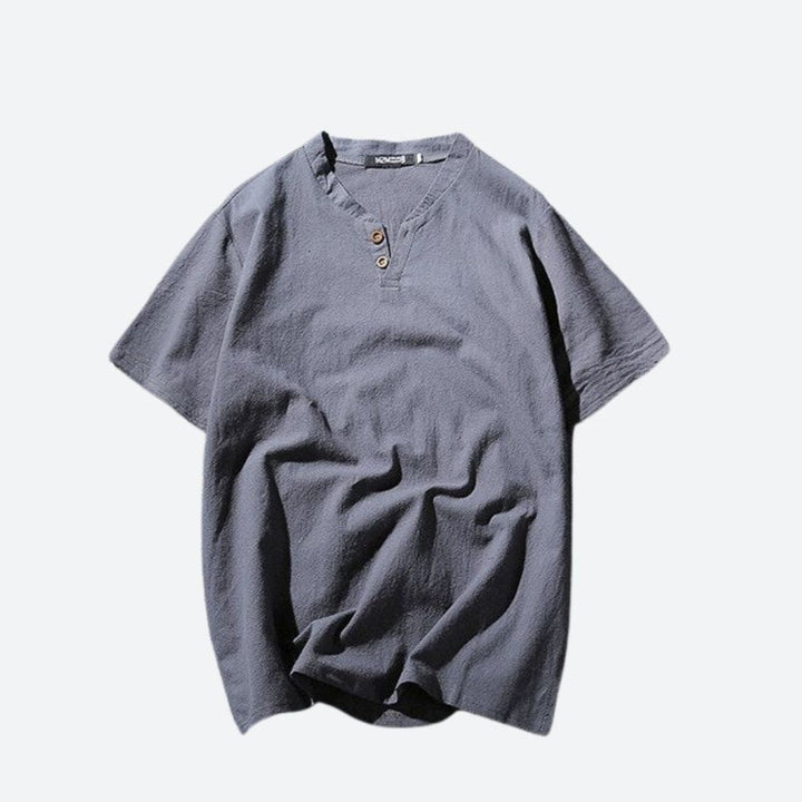 T-shirt en lin stylé pour hommes en vert fenouil rafraîchissant