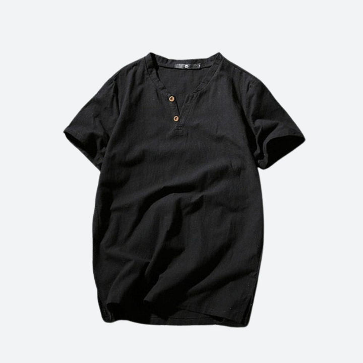 T-shirt en lin stylé pour hommes en vert fenouil rafraîchissant