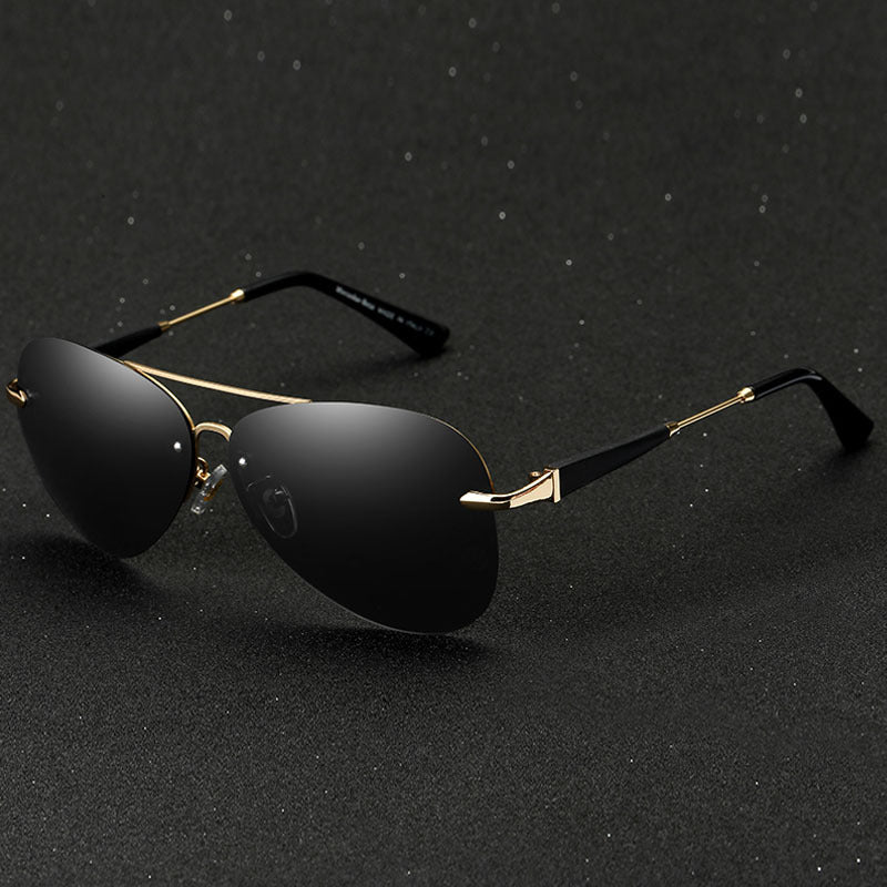 Alec - Stylische schwarze polarisierte Piloten-Sonnenbrille für Männer