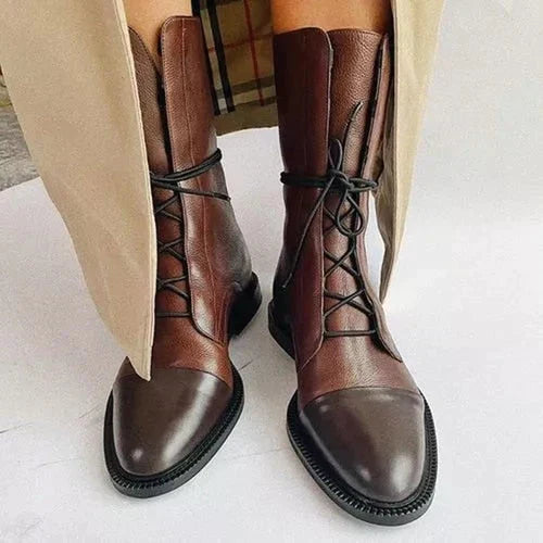 Alice - Schicke Vintage Stil Stiefel mit klobigem Absatz