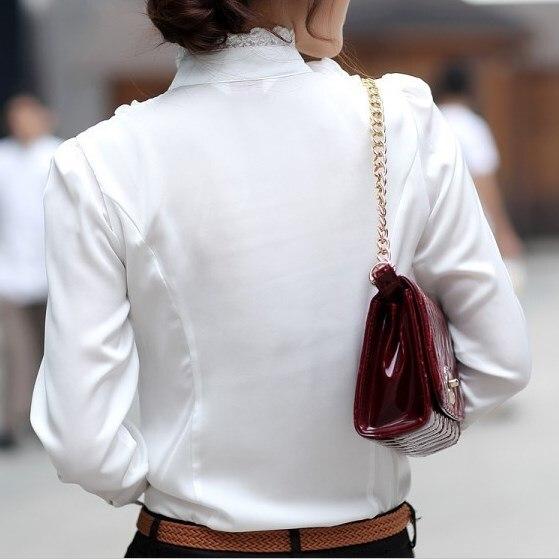 Blouse blanche printanière élégante avec col à volants et manches longues pour femmes - Julie