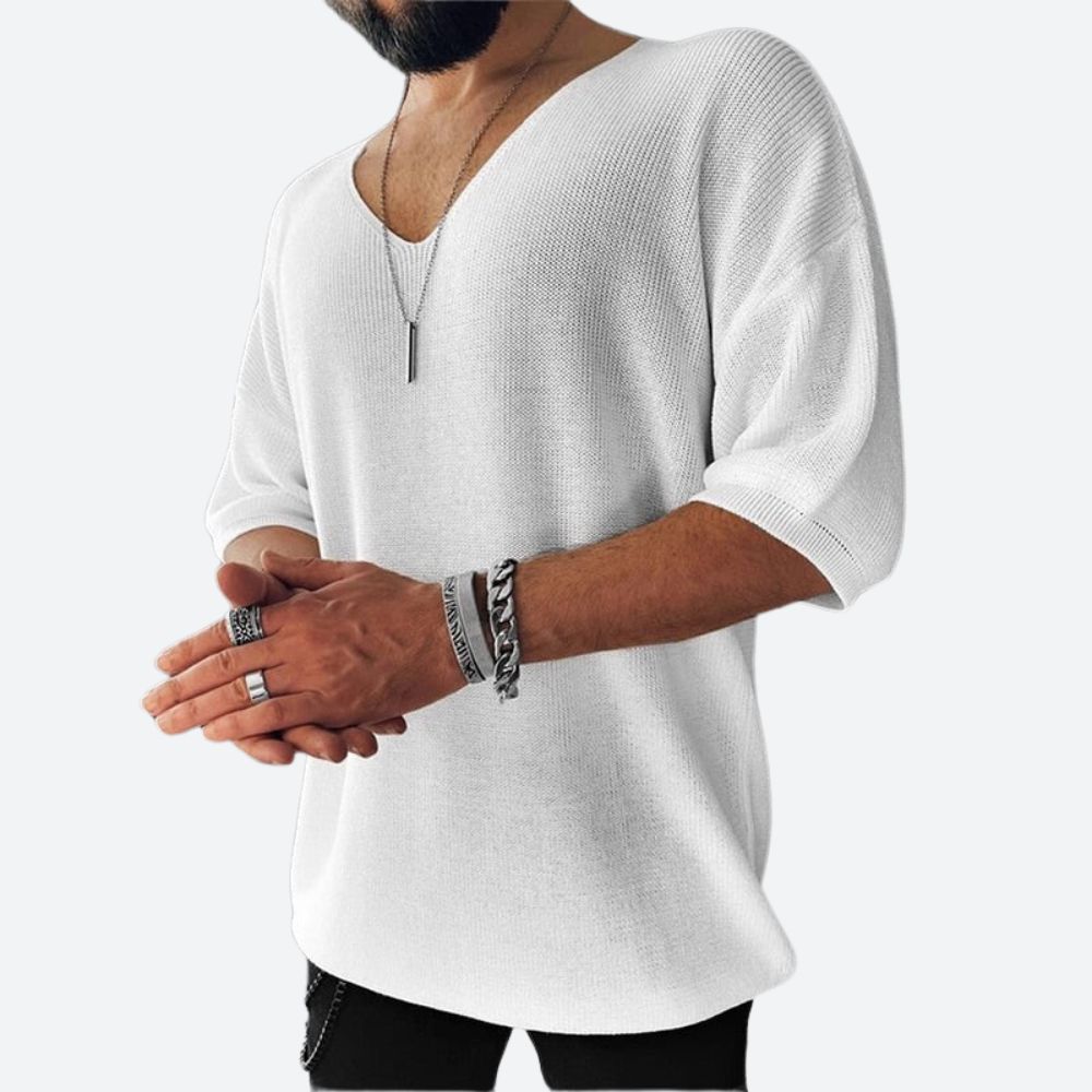 Chemise chic à col en V oversize - Larmy