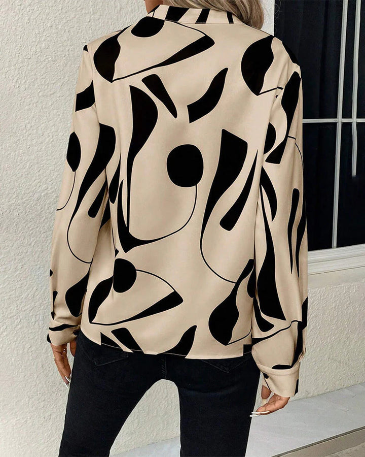 Sarah - Elegant long-sleeve blouse with trendy pattern for women