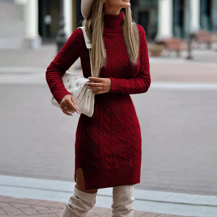 Nalani - Damen-Pulloverkleid mit Rollkragen in modischer Grobstrick-Optik