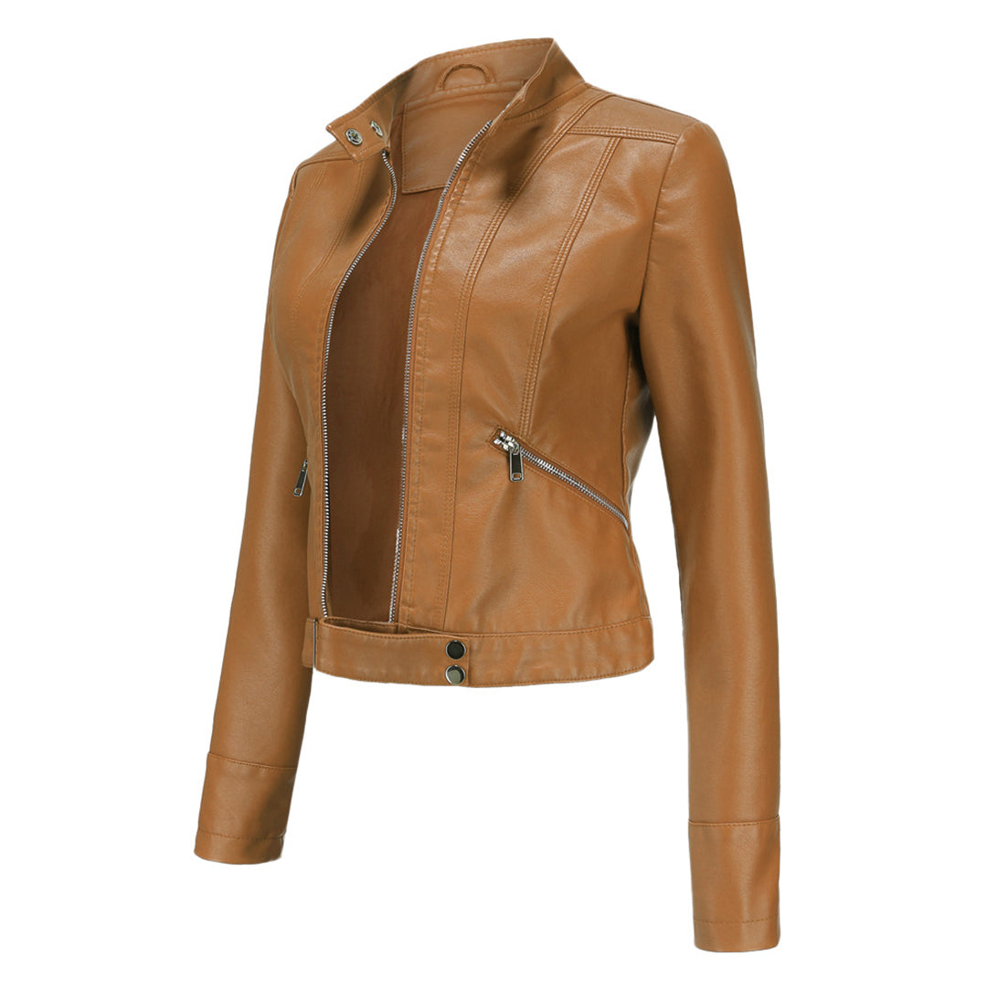 Short Women's Leather Jacket OXANA - Stylish and Timeless!