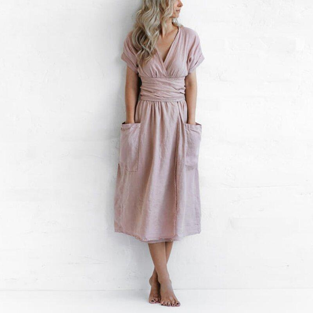 AVAH - Trendy casual dress with V-neck