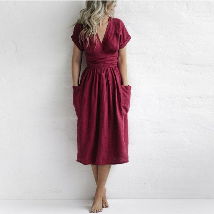 AVAH - Trendy casual dress with V-neck