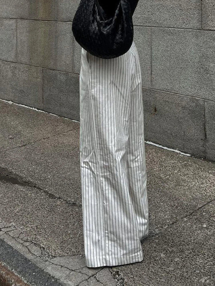 Stylish black-and-white striped pants by Lotte