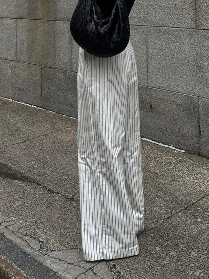 Stylish black-and-white striped pants by Lotte
