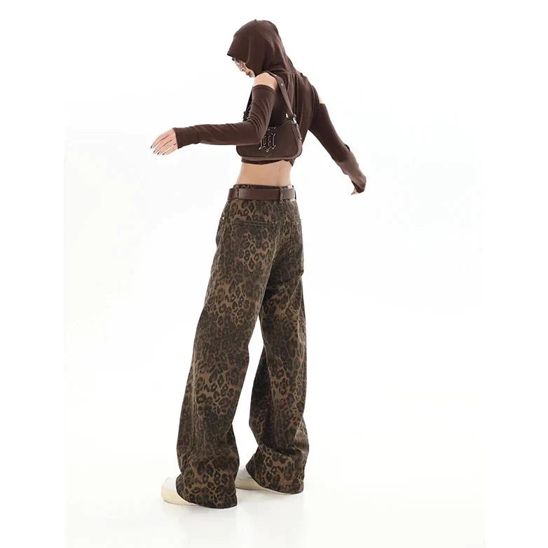 Gilda - Pantalon rétro stylé avec imprimé léopard tendance