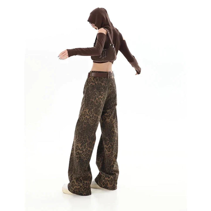 Gilda - Pantalon rétro stylé avec imprimé léopard tendance