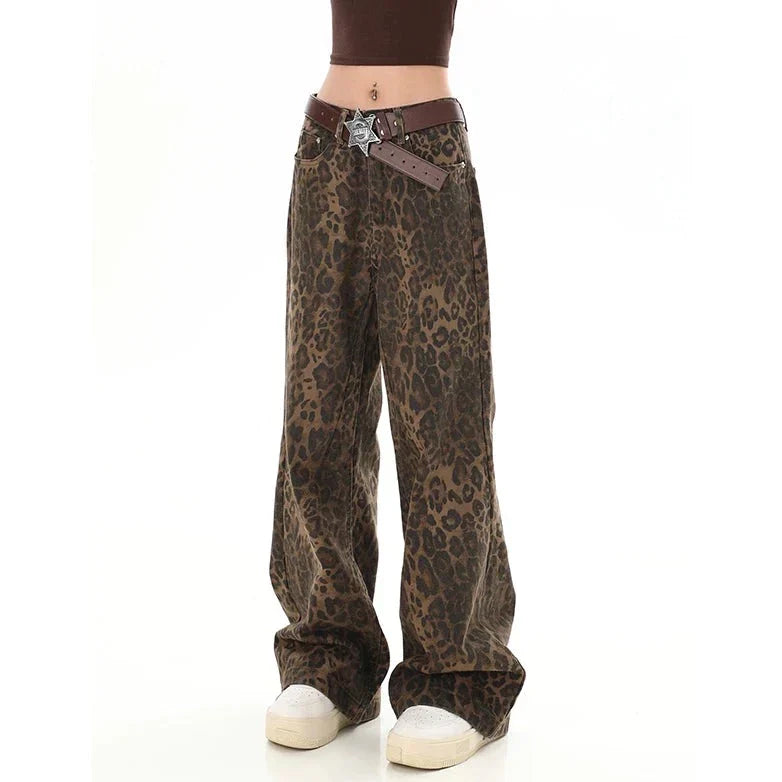 Gilda - Pantalon rétro stylé avec imprimé léopard tendance