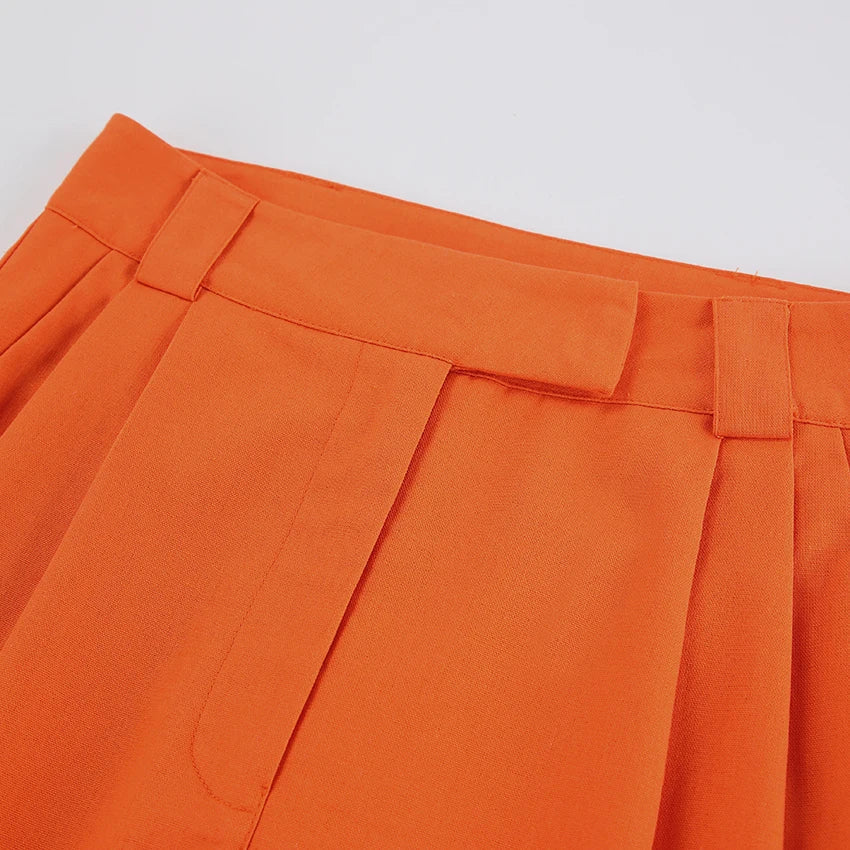 Evelien | Pantalon en lin orange stylé pour femmes, look estival parfait