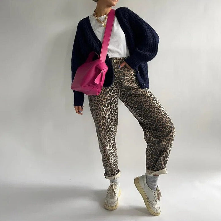 Bonnie - Retro-Jeans mit Leopardenmuster für einen verspielten Look