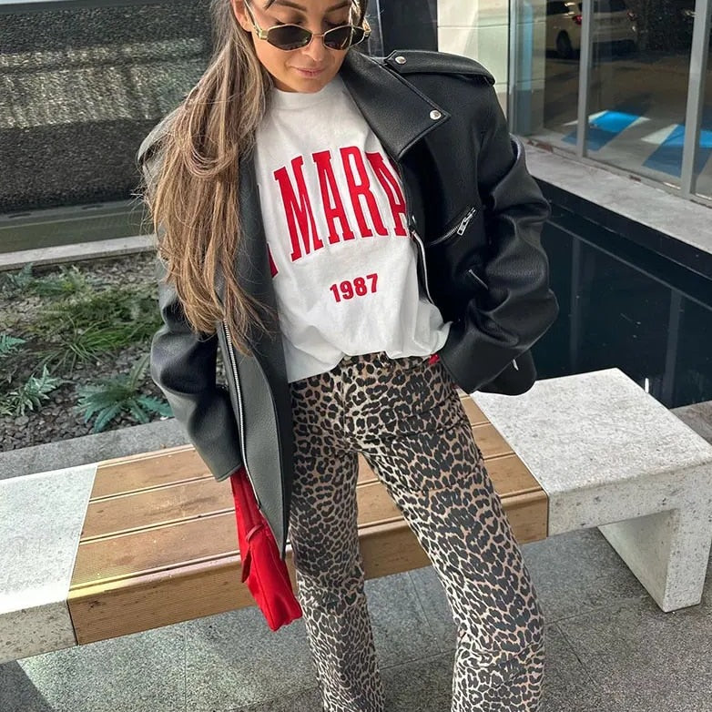 Bonnie - Retro-Jeans mit Leopardenmuster für einen verspielten Look
