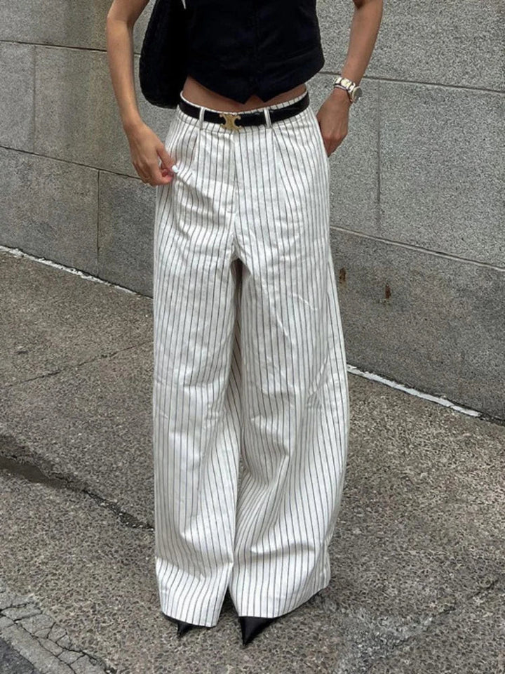 Stylish black-and-white striped pants by Lotte