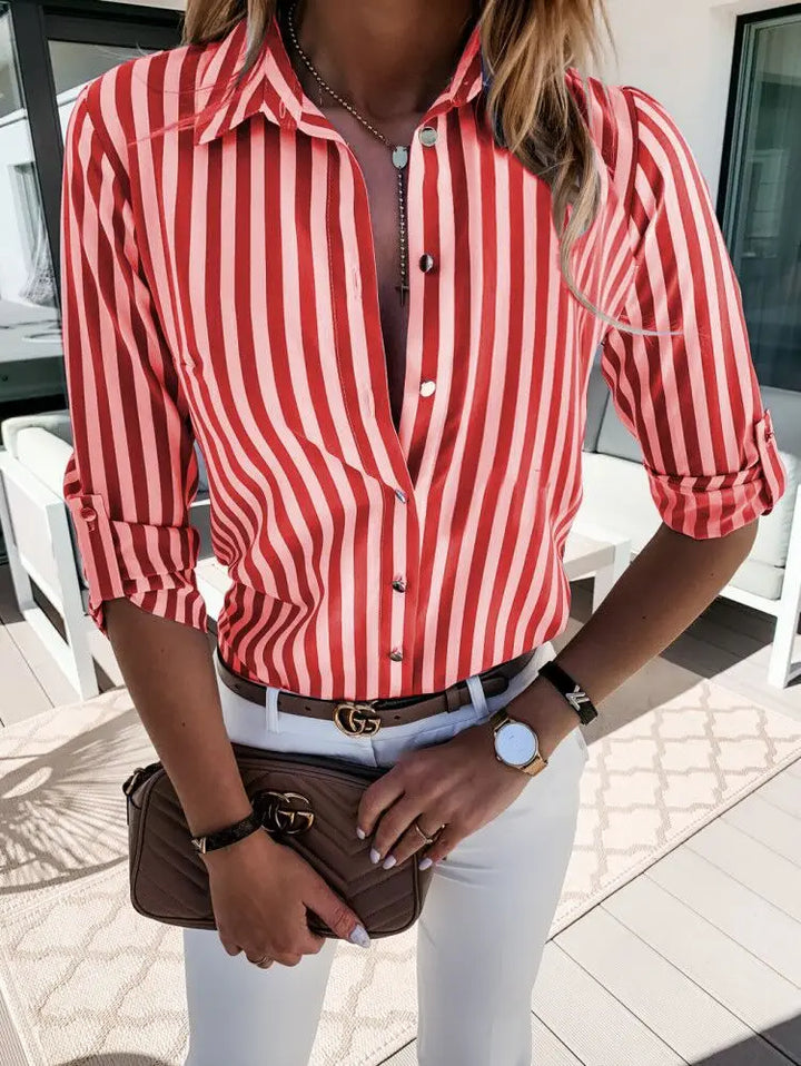 Fleur - Blouse décontractée à rayures stylée pour un look féminin